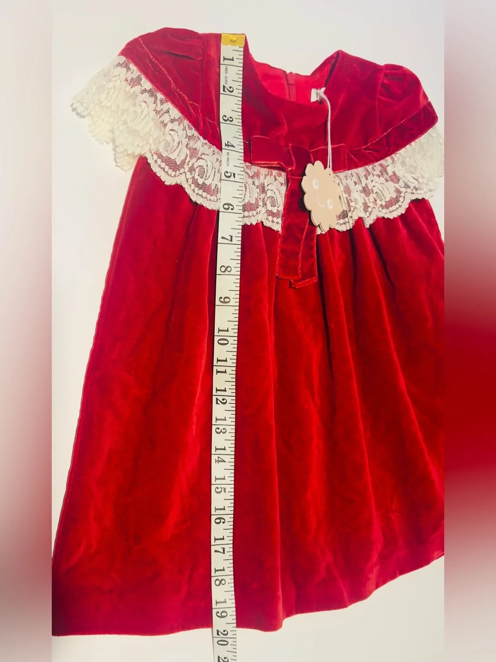 PATACHOU Baby Girls Red Velvet & Lace Bib Collar 24 Months NEW WITH TAG